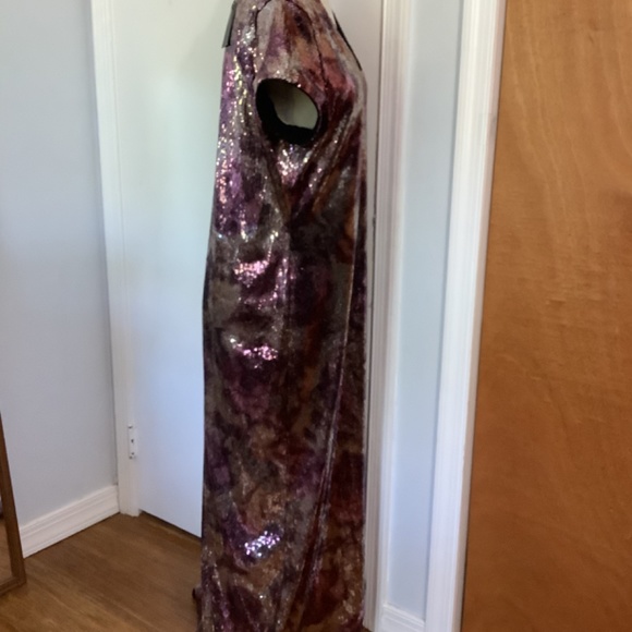 NWT TIMELESS NAEEM KHAN MAXI DRESS LARGE PURPLE SILVER SEQUINS WEDDING PARTY - Picture 5 of 12